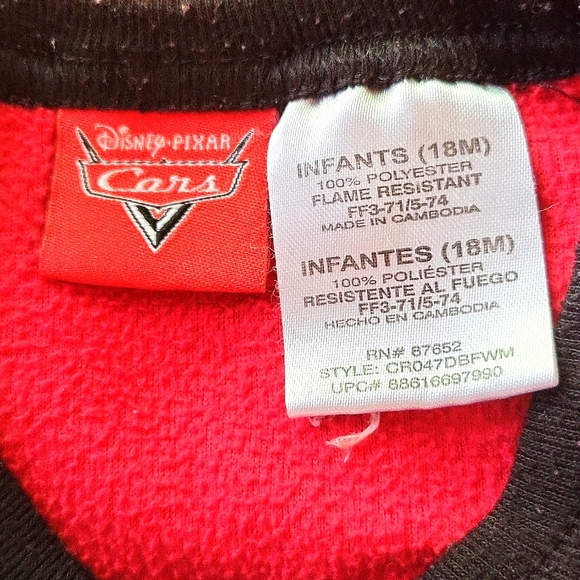 Disney Carslight fleece zip up sleeper/footie - Picture 2 of 4